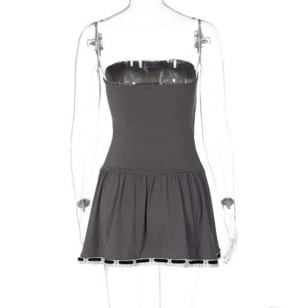 Grey Tube Lace Strap Mini Dress Grey Tube Lace Strap Mini Dress