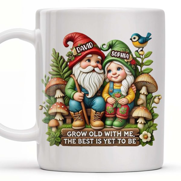 Grow Old With Me Gnome Mug Featuring Birds and Flowers - Personalized Custom Coffee Mug - CPL176_MG Grow Old With Me Gnome Mug Featuring Birds and Flowers - Personalized Custom Coffee Mug - CPL176_MG