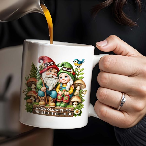 Grow Old With Me Gnome Mug Featuring Birds and Flowers - Personalized Custom Coffee Mug - CPL176_MG Grow Old With Me Gnome Mug Featuring Birds and Flowers - Personalized Custom Coffee Mug - CPL176_MG