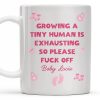 Growing A Tiny Human Is Exhausting So Please Eff Off, Baby Feet and Music Notes - Personalized Custom Coffee Mug - MOM075_MG