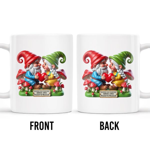 Growing Old Together Anniversary Gift Featuring Gnomes - Personalized Custom Coffee Mug - CPL187_MG Growing Old Together Anniversary Gift Featuring Gnomes - Personalized Custom Coffee Mug - CPL187_MG