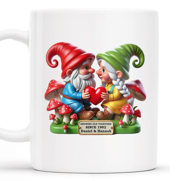 Growing Old Together Anniversary Gift Featuring Gnomes - Personalized Custom Coffee Mug - CPL187_MG Growing Old Together Anniversary Gift Featuring Gnomes - Personalized Custom Coffee Mug - CPL187_MG