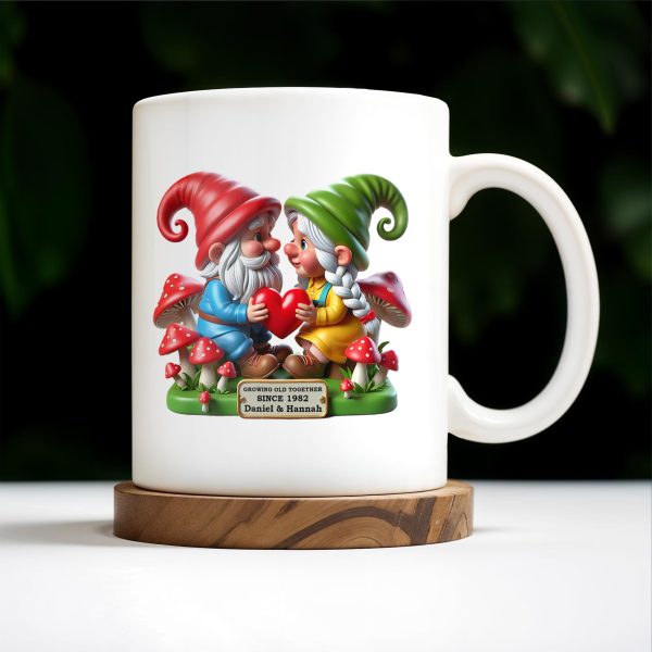 Growing Old Together Anniversary Gift Featuring Gnomes - Personalized Custom Coffee Mug - CPL187_MG Growing Old Together Anniversary Gift Featuring Gnomes - Personalized Custom Coffee Mug - CPL187_MG