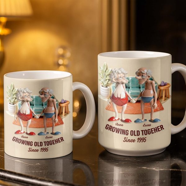 Growing Old Together, Elderly Couple Design - Personalized Custom Coffee Mug - CPL1269_MG Growing Old Together, Elderly Couple Design - Personalized Custom Coffee Mug - CPL1269_MG