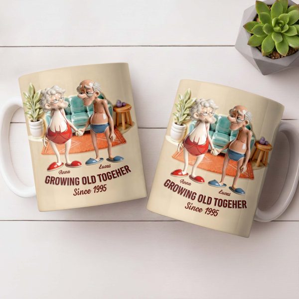 Growing Old Together, Elderly Couple Design - Personalized Custom Coffee Mug - CPL1269_MG Growing Old Together, Elderly Couple Design - Personalized Custom Coffee Mug - CPL1269_MG