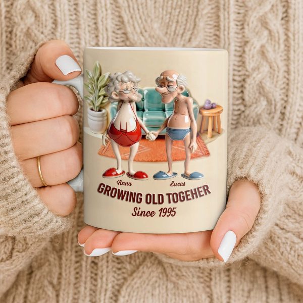 Growing Old Together, Elderly Couple Design - Personalized Custom Coffee Mug - CPL1269_MG Growing Old Together, Elderly Couple Design - Personalized Custom Coffee Mug - CPL1269_MG