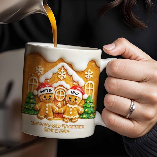 Growing Old Together Gingerbread Couple Design - Personalized Custom Coffee Mug - CPL1001_MG