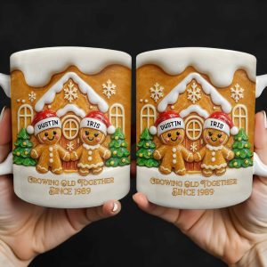 Growing Old Together Gingerbread Couple Design - Personalized Custom Coffee Mug - CPL1001_MG