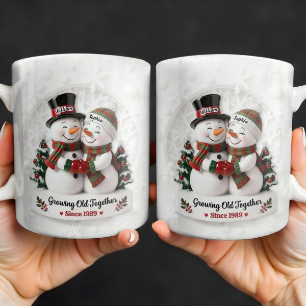 Growing Old Together Snowmen Christmas Design - Personalized Custom Coffee Mug - CPL997_MG Growing Old Together Snowmen Christmas Design - Personalized Custom Coffee Mug - CPL997_MG