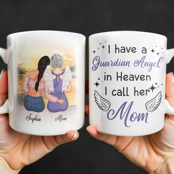 Guardian Angel In Heaven Called Mom - Personalized Custom Coffee Mug - HME238_MG Guardian Angel In Heaven Called Mom - Personalized Custom Coffee Mug - HME238_MG