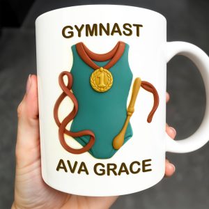 Gymnast, Leotard, Medal, and Ribbon - Personalized Custom Coffee Mug - GRAD300_MG