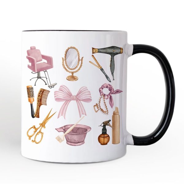 Hairstylist Coquette Aesthetic Personalized Mug, Pink Hair Dresser Gift with Custom Name Hairstylist Coquette Aesthetic Personalized Mug, Pink Hair Dresser Gift with Custom Name