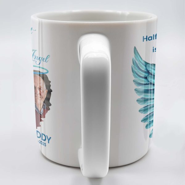 Half Of My Heart In Heaven With My Angel Wings - Personalized Custom Coffee Mug - HME244_MG