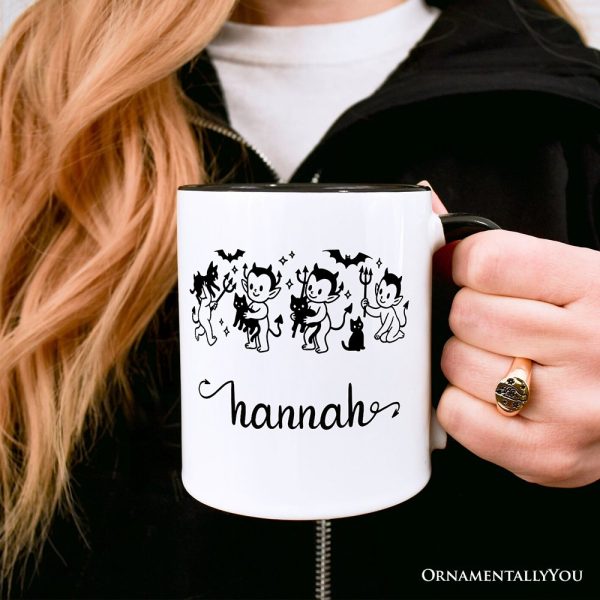 Halloween Devils and Cats Personalized Mug, Spooky Season Gift with Custom Name Halloween Devils and Cats Personalized Mug, Spooky Season Gift with Custom Name