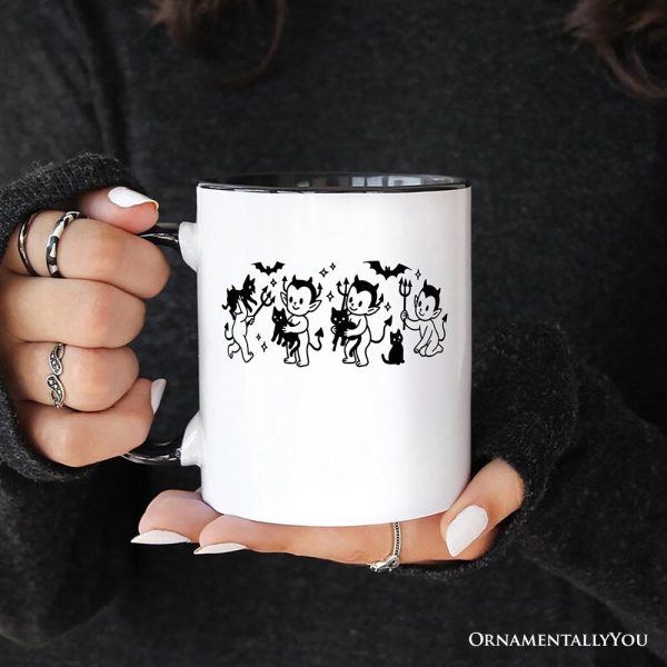 Halloween Devils and Cats Personalized Mug, Spooky Season Gift with Custom Name Halloween Devils and Cats Personalized Mug, Spooky Season Gift with Custom Name