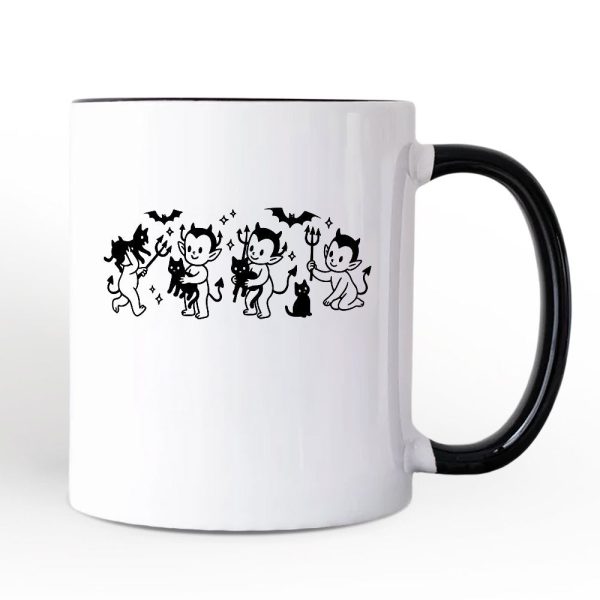 Halloween Devils and Cats Personalized Mug, Spooky Season Gift with Custom Name Halloween Devils and Cats Personalized Mug, Spooky Season Gift with Custom Name