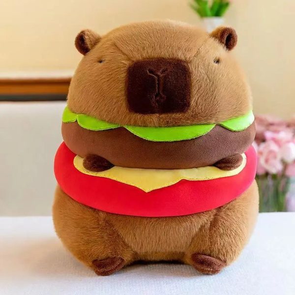 Hamburger Capybara Plush Toy Soft Cute Stuffed Animal Pillow Hamburger Capybara Plush Toy Soft Cute Stuffed Animal Pillow