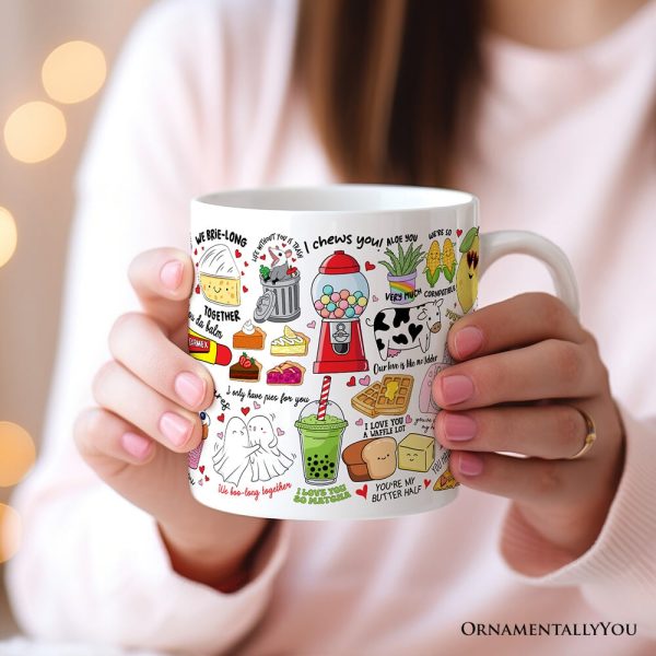 Hand Drawn Corny Love Puns Personalized Valentine Mug with Custom Name