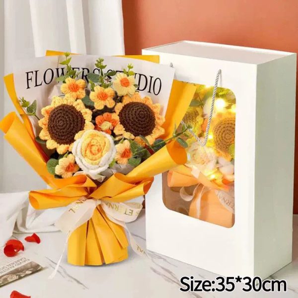 Hand-Woven Rose Flower Bouquet Artificial Flowers for Birthday and Valentine's Day