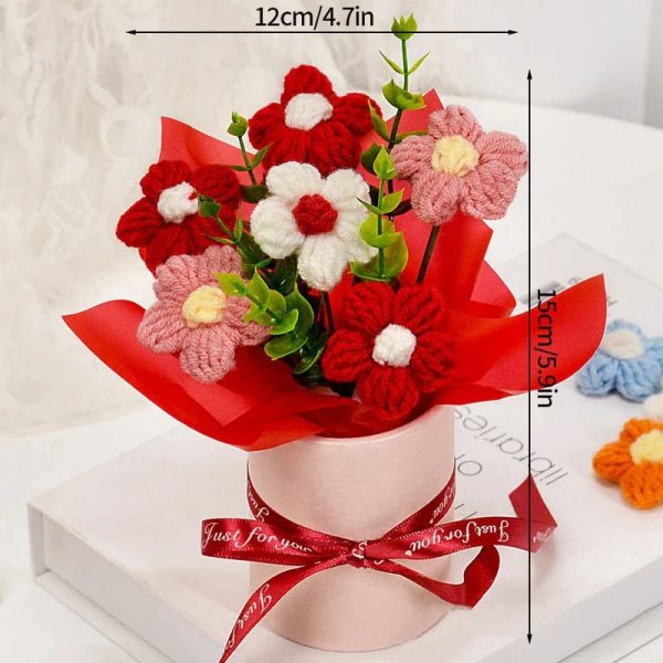 Hand-Woven Rose Flower Bouquet Artificial Flowers for Birthday and Valentine's Day