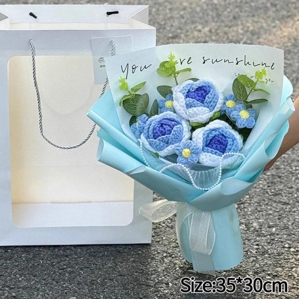 Hand-Woven Rose Flower Bouquet Artificial Flowers for Birthday and Valentine's Day