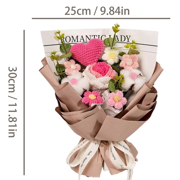 Handmade Crochet Pink and Purple Rose Bouquet Knitted Artificial Flowers Gift for Girlfriend Handmade Crochet Pink and Purple Rose Bouquet Knitted Artificial Flowers Gift for Girlfriend