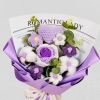 Handmade Crochet Pink and Purple Rose Bouquet Knitted Artificial Flowers Gift for Girlfriend Handmade Crochet Pink and Purple Rose Bouquet Knitted Artificial Flowers Gift for Girlfriend