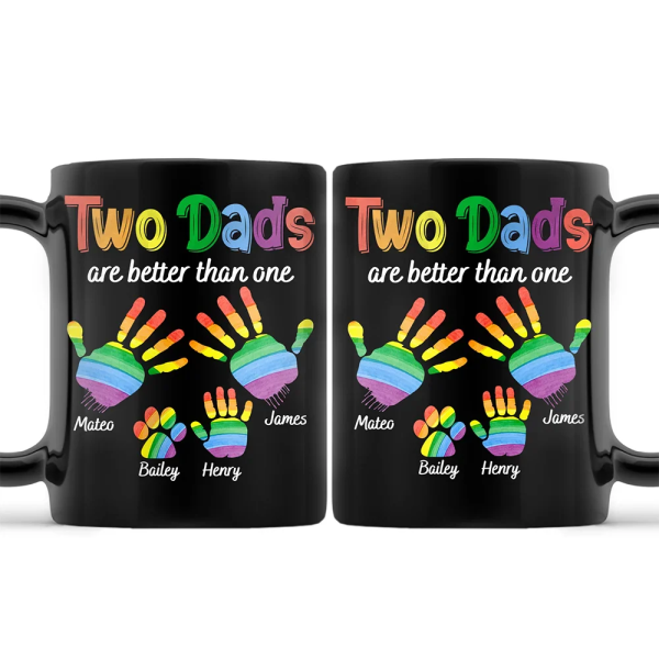 Handprints Two Are Better Than One - Personalized Black Mug Handprints Two Are Better Than One - Personalized Black Mug