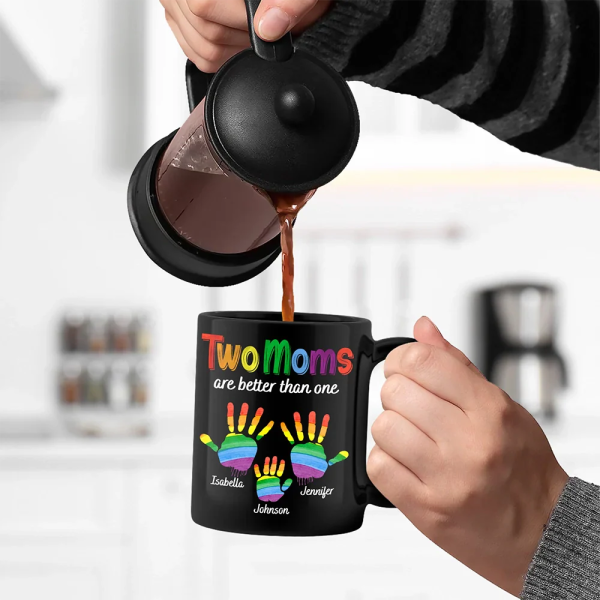 Handprints Two Are Better Than One - Personalized Black Mug Handprints Two Are Better Than One - Personalized Black Mug