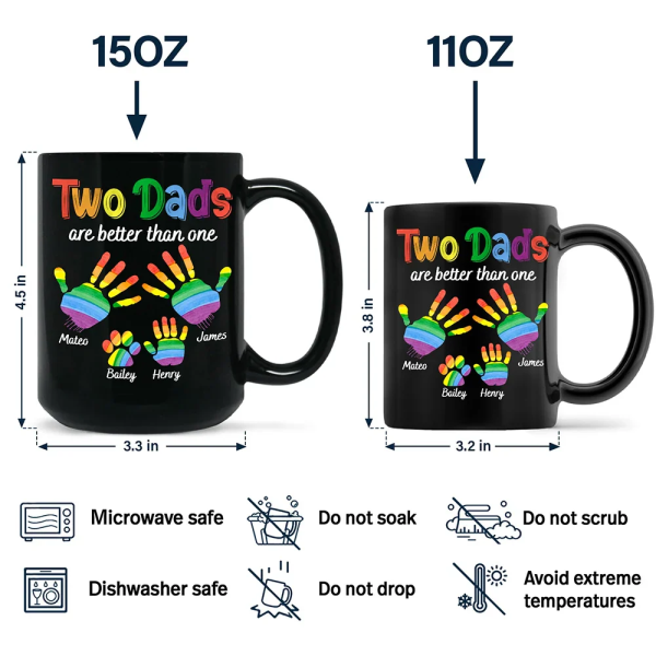 Handprints Two Are Better Than One - Personalized Black Mug Handprints Two Are Better Than One - Personalized Black Mug