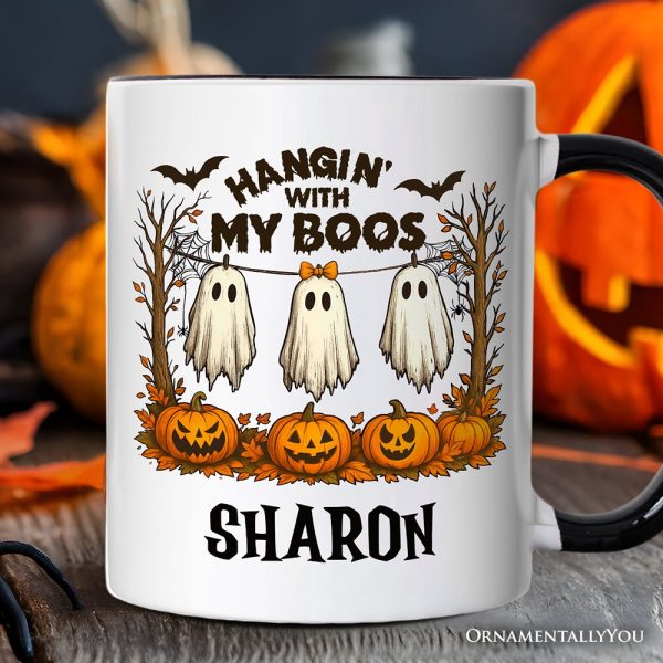 Hanging with My Boos Ghost Personalized Mug, Funny Halloween Spooky Season Gift with Custom Name Hanging with My Boos Ghost Personalized Mug, Funny Halloween Spooky Season Gift with Custom Name