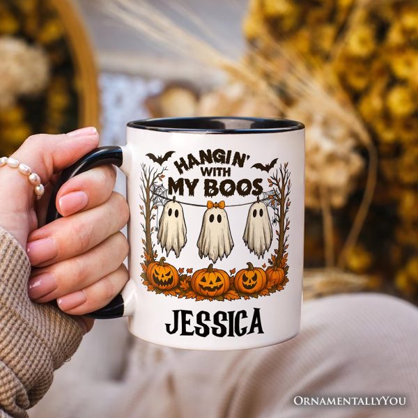 Hanging with My Boos Ghost Personalized Mug, Funny Halloween Spooky Season Gift with Custom Name Hanging with My Boos Ghost Personalized Mug, Funny Halloween Spooky Season Gift with Custom Name