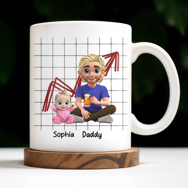 Happy Father's Day From The Best Long-Term Investment, Graph, Baby and Father - Personalized Custom Coffee Mug - DAD196_MG