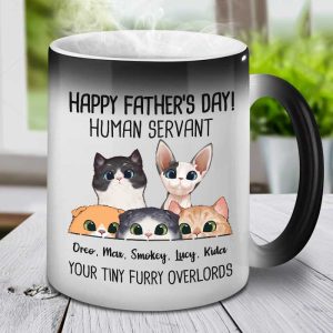 Happy Father's Day Human Servant - Funny Personalized Color Changing Cat Mug
