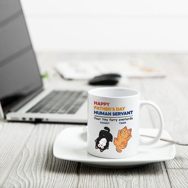 Happy Father's Day Human Servant Cat Dad Personalized Mug Happy Father's Day Human Servant Cat Dad Personalized Mug