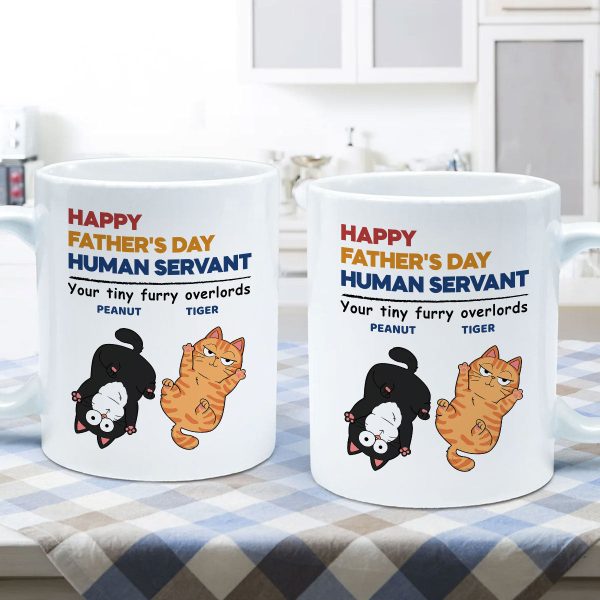 Happy Father's Day Human Servant Cat Dad Personalized Mug Happy Father's Day Human Servant Cat Dad Personalized Mug