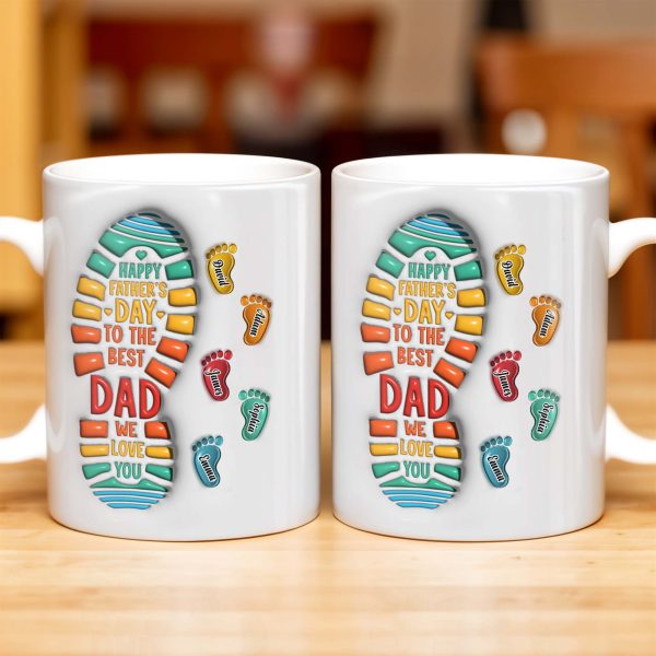 Happy Father's Day To The Best Dad We Love You, Footprints and Letters - Personalized Custom Coffee Mug - DAD038_MG Happy Father's Day To The Best Dad We Love You, Footprints and Letters - Personalized Custom Coffee Mug - DAD038_MG