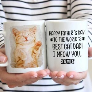 Happy Father's day To The World's Best Dog/Cat Dad - Gift for Dad, Funny Personalized Cat Mug