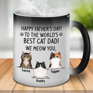Happy Father's Day, We Meow You - Gift for Dad, Funny Personalized Color Changing Cat Mug