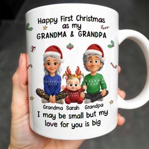 Happy First Christmas As My Grandma & Grandpa Mug - Personalized Custom Coffee Mug - FAM772_MG