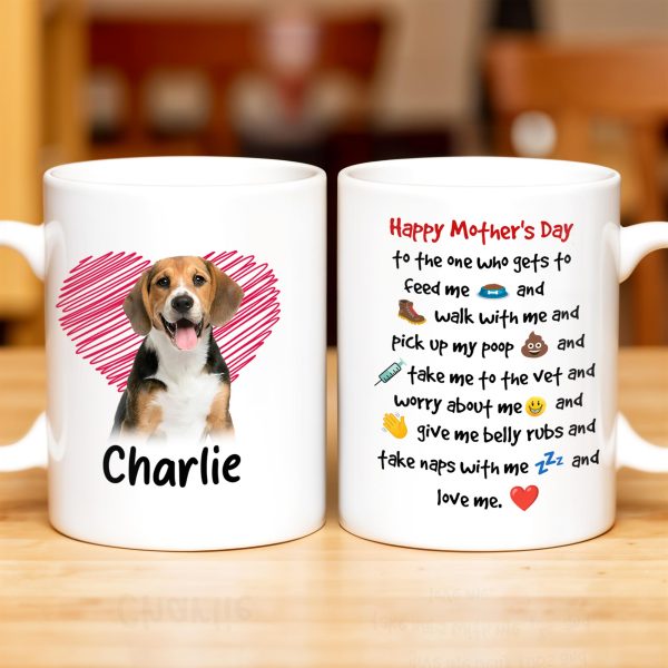 Happy Mother's Day To The One Who Gets To Feed Me And Walk With Me, Dog And Heart - Personalized Custom Coffee Mug - DOG035_MG Happy Mother's Day To The One Who Gets To Feed Me And Walk With Me, Dog And Heart - Personalized Custom Coffee Mug - DOG035_MG