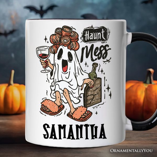 Haunt Mess Wine-Loving Ghost Personalized Mug, Funny Halloween Gift with Spooky Ghost and Custom Name Haunt Mess Wine-Loving Ghost Personalized Mug, Funny Halloween Gift with Spooky Ghost and Custom Name