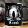 Haunted Forest Black Cat Personalized Mug, Spooky Halloween Night Gift with Custom Name Haunted Forest Black Cat Personalized Mug, Spooky Halloween Night Gift with Custom Name
