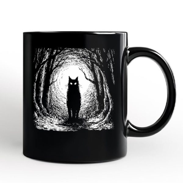 Haunted Forest Black Cat Personalized Mug, Spooky Halloween Night Gift with Custom Name Haunted Forest Black Cat Personalized Mug, Spooky Halloween Night Gift with Custom Name