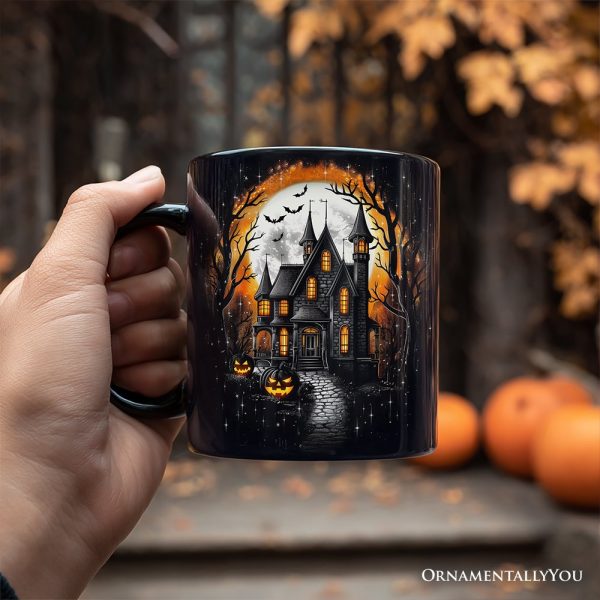 Haunted House Night Halloween Personalized Mug, Spooky Horror Gift with Custom Name Haunted House Night Halloween Personalized Mug, Spooky Horror Gift with Custom Name