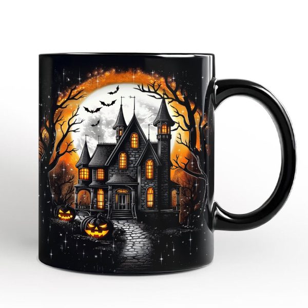 Haunted House Night Halloween Personalized Mug, Spooky Horror Gift with Custom Name Haunted House Night Halloween Personalized Mug, Spooky Horror Gift with Custom Name
