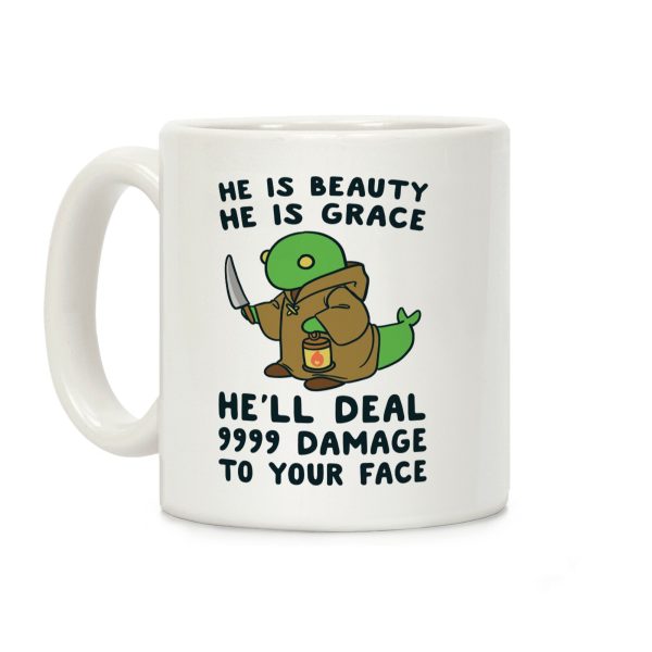 He is Beauty, He is Grace, He'll Deal 9999 Damage to your Face - Tonberry Coffee Mug He is Beauty, He is Grace, He'll Deal 9999 Damage to your Face - Tonberry Coffee Mug