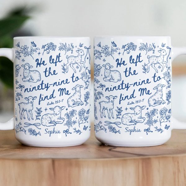 He Left The 99 To Find Me - Lost Sheep Toile De Jouy - Personalized Mug He Left The 99 To Find Me - Lost Sheep Toile De Jouy - Personalized Mug