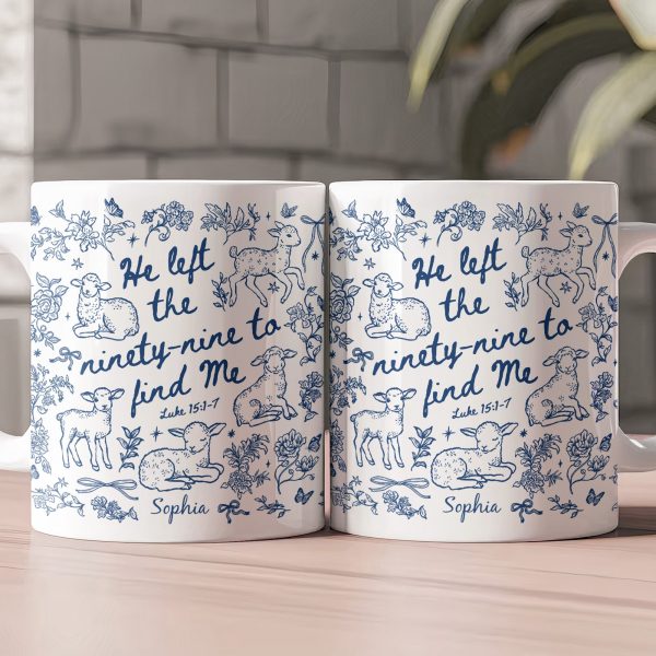 He Left The 99 To Find Me - Lost Sheep Toile De Jouy - Personalized Mug He Left The 99 To Find Me - Lost Sheep Toile De Jouy - Personalized Mug