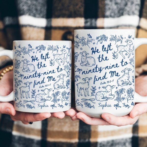 He Left The 99 To Find Me - Lost Sheep Toile De Jouy - Personalized Mug He Left The 99 To Find Me - Lost Sheep Toile De Jouy - Personalized Mug
